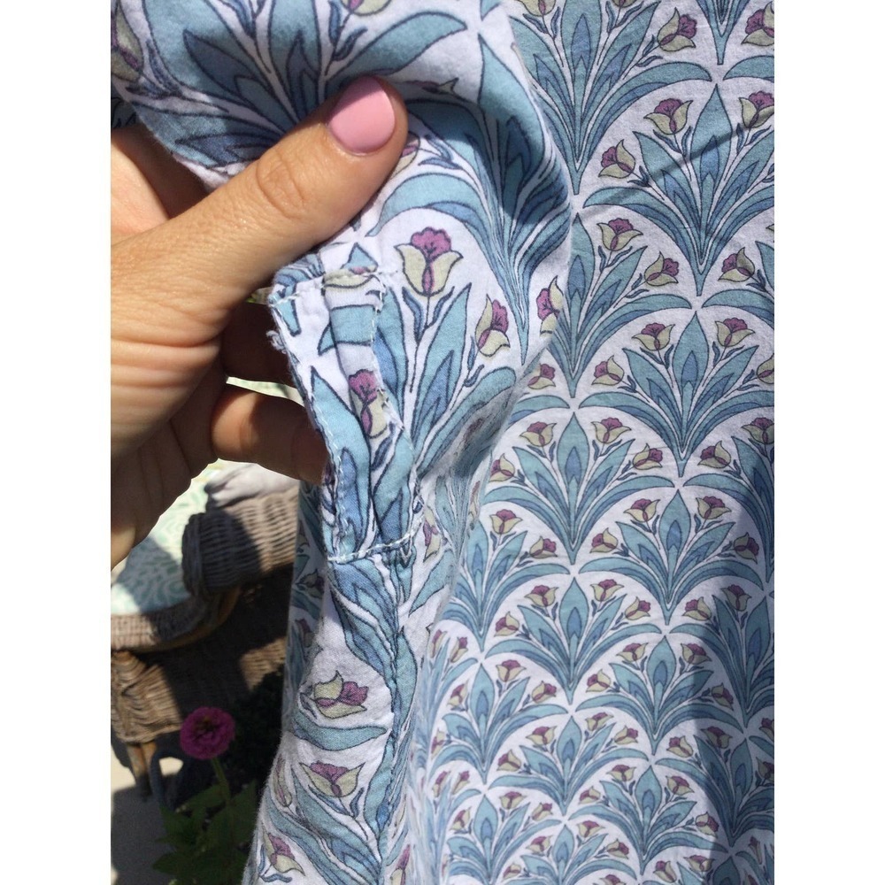 World market womens kimono OS blue floral boho beachy vacay swim coverup layers - Picture 9 of 9